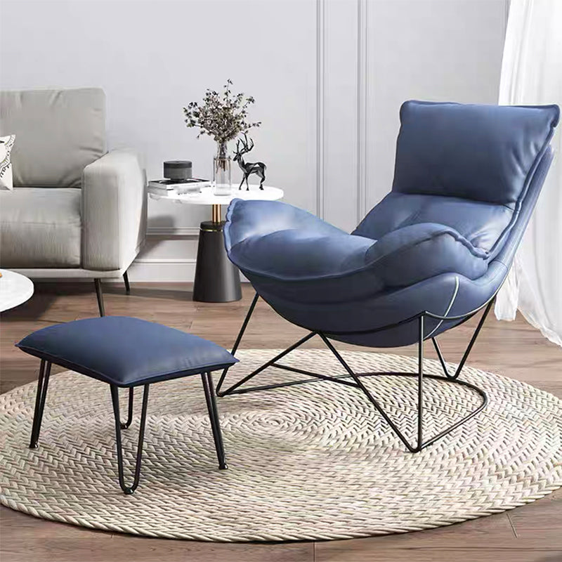 Contemporary Bonded Leather Reclining with Black Legs Lounge Accent Chair