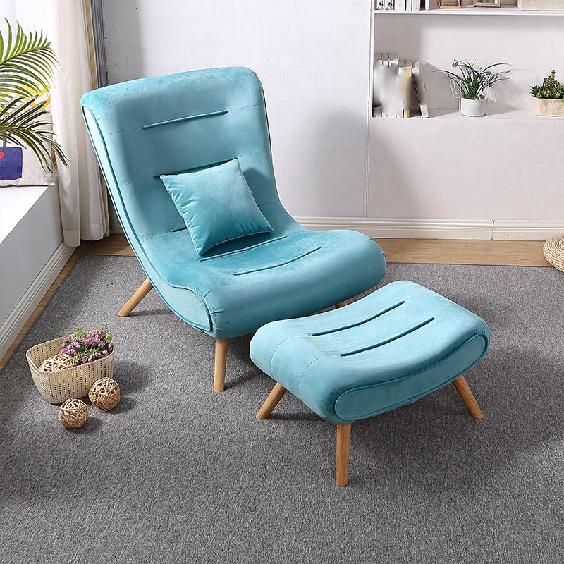 Contemporary Armless with Ottoman Basic Four Leg Lounge Accent Chair
