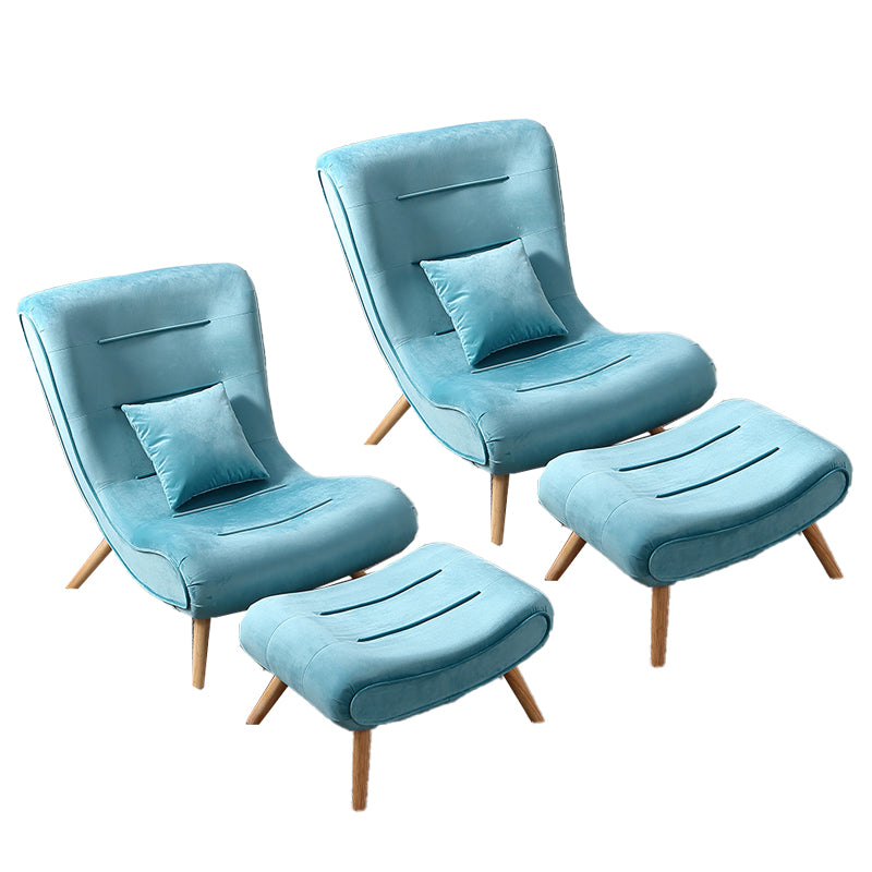 Contemporary Armless with Ottoman Basic Four Leg Lounge Accent Chair