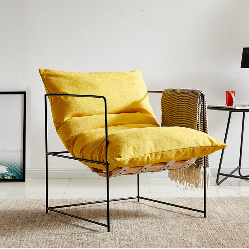 Industrial Style 26.77 " Wide Cotton Blend Sponge Metal Square Arm Chair