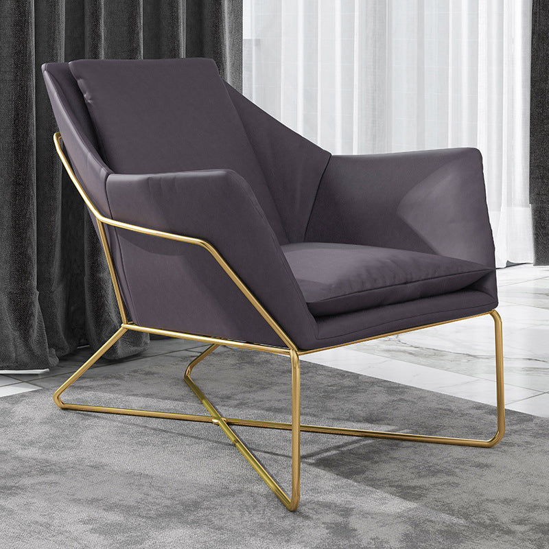 Mid-century Modern 27.56" Wide Fixed Back Cross Base Flared Arms Chair