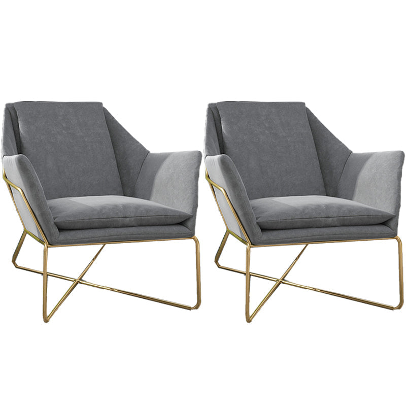 Mid-century Modern 27.56" Wide Fixed Back Cross Base Flared Arms Chair