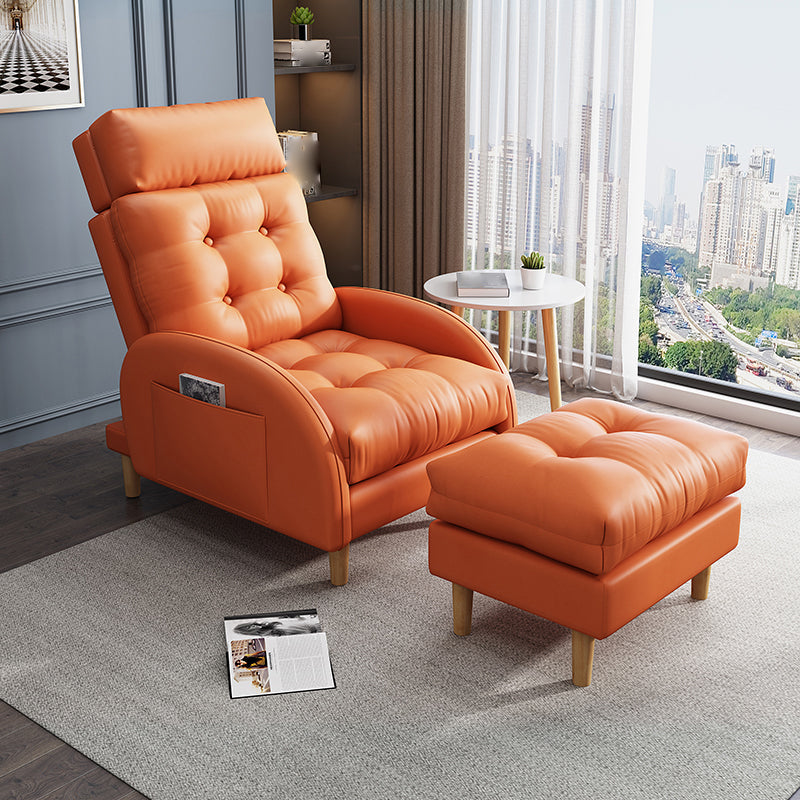 Contemporary Bonded Leather Arms Included with Ottoman Lounge Accent Chair Orange 1 Piece Clearhalo 'Accent Chairs' 'accent_chairs' 'Chairs & Seating' 'furn' 'furn_accent_chairs' 'Furniture' 'Living Room Furniture' 5744503