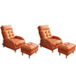 Contemporary Bonded Leather Arms Included with Ottoman Lounge Accent Chair Orange 2 Piece Set Clearhalo 'Accent Chairs' 'accent_chairs' 'Chairs & Seating' 'furn' 'furn_accent_chairs' 'Furniture' 'Living Room Furniture' 5744505