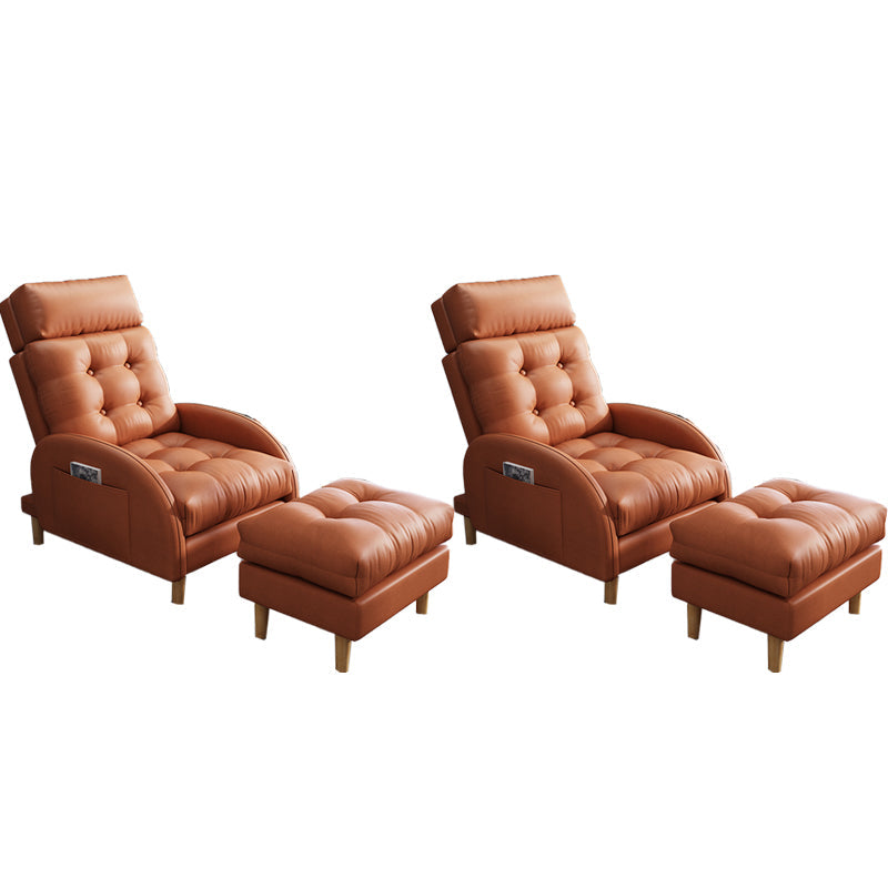 Contemporary Bonded Leather Arms Included with Ottoman Lounge Accent Chair Dark Orange 2 Piece Set Clearhalo 'Accent Chairs' 'accent_chairs' 'Chairs & Seating' 'furn' 'furn_accent_chairs' 'Furniture' 'Living Room Furniture' 5744509