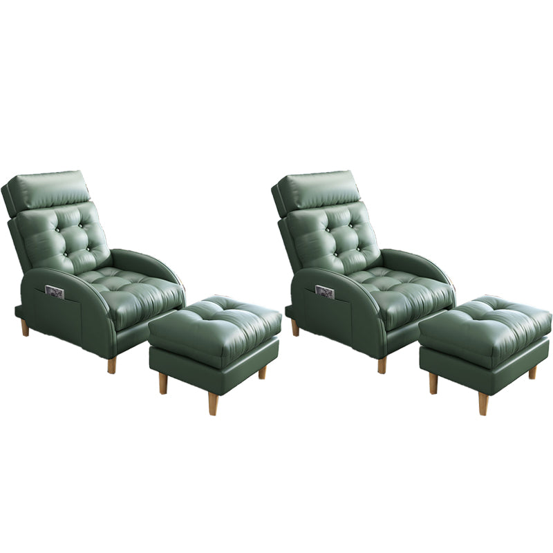 Contemporary Bonded Leather Arms Included with Ottoman Lounge Accent Chair Blackish Green 2 Piece Set Clearhalo 'Accent Chairs' 'accent_chairs' 'Chairs & Seating' 'furn' 'furn_accent_chairs' 'Furniture' 'Living Room Furniture' 5744515