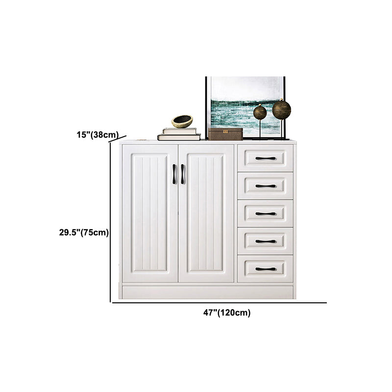 Modern White Accent Chest with Drawers 14.96" Wide Side Cabinet with Door