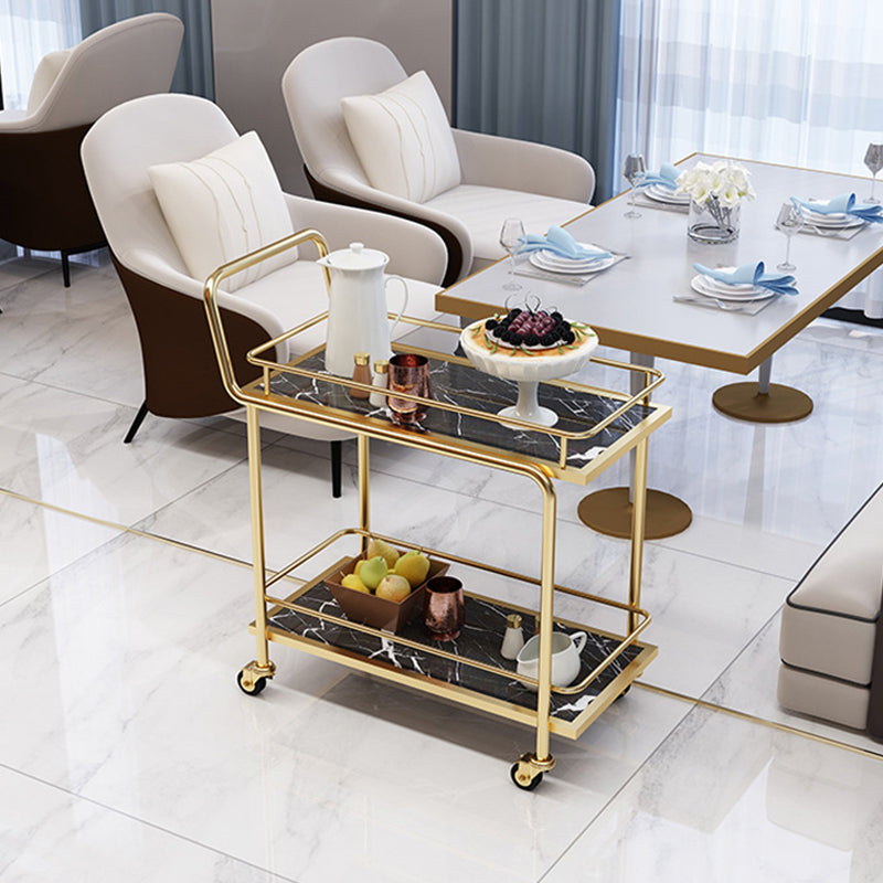 33.86" High Rolling Modern Style Prep Table Stone Prep Table for Dining Room