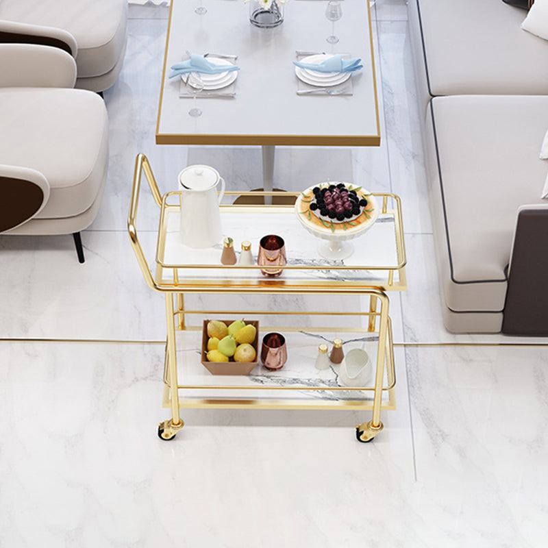 33.86" High Rolling Modern Style Prep Table Stone Prep Table for Dining Room