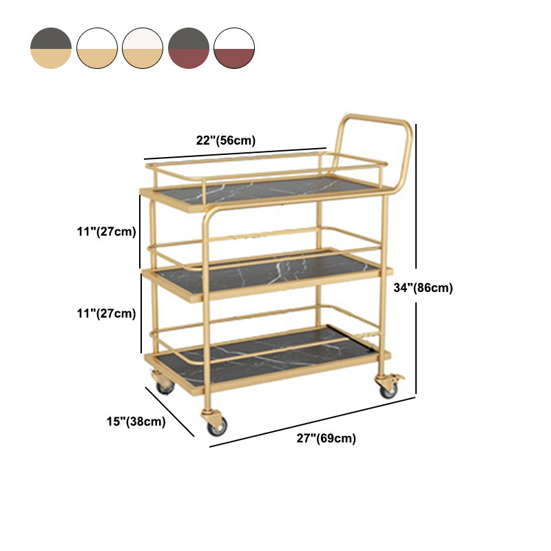 33.86" High Rolling Modern Style Prep Table Stone Prep Table for Dining Room