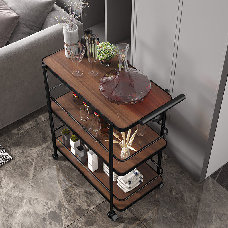 35.43" High Modern Prep Table Rolling Stone Prep Table for Dining Room Walnut Clearhalo 'furn' 'furn_kitchen_islands_carts' 'Furniture' 'Kitchen & Dining Furniture' 'Kitchen Islands & Carts' 'kitchen_islands_carts' 5744763