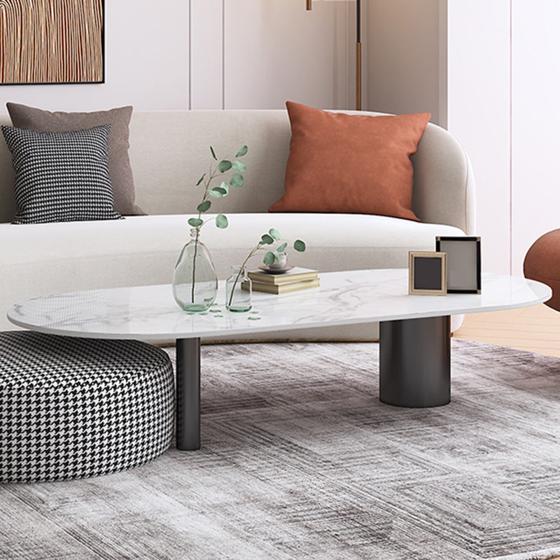 Glam 3 Legs Cocktail Table Oval Coffee Cocktail Table for Living Room 39.5"L x 24"W x 18"H Clearhalo 'Coffee & Accent Tables' 'Coffee Tables' 'coffee_tables' 'furn' 'furn_coffee_tables' 'Furniture' 'Living Room Furniture' 5749036