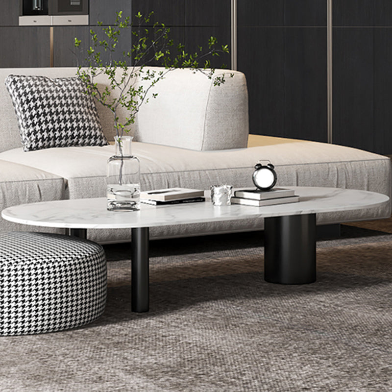 Glam 3 Legs Cocktail Table Oval Coffee Cocktail Table for Living Room 55"L x 31.5"W x 18"H Clearhalo 'Coffee & Accent Tables' 'Coffee Tables' 'coffee_tables' 'furn' 'furn_coffee_tables' 'Furniture' 'Living Room Furniture' 5749037