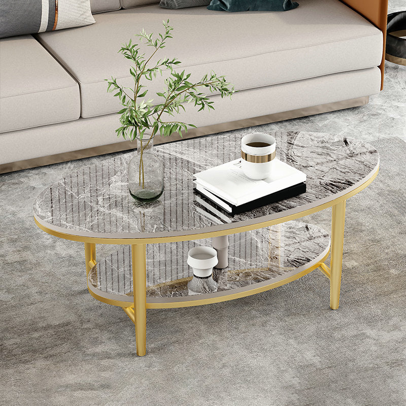 Table basse et cocktail en ardoise Glam, ovale, pour le salon