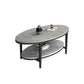 Table basse et cocktail en ardoise Glam, ovale, pour le salon