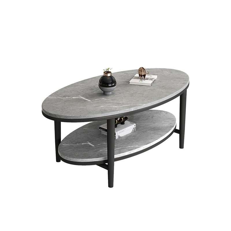 Table basse et cocktail en ardoise Glam, ovale, pour le salon