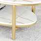 Table basse et cocktail en ardoise Glam, ovale, pour le salon