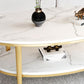 Table basse et cocktail en ardoise Glam, ovale, pour le salon
