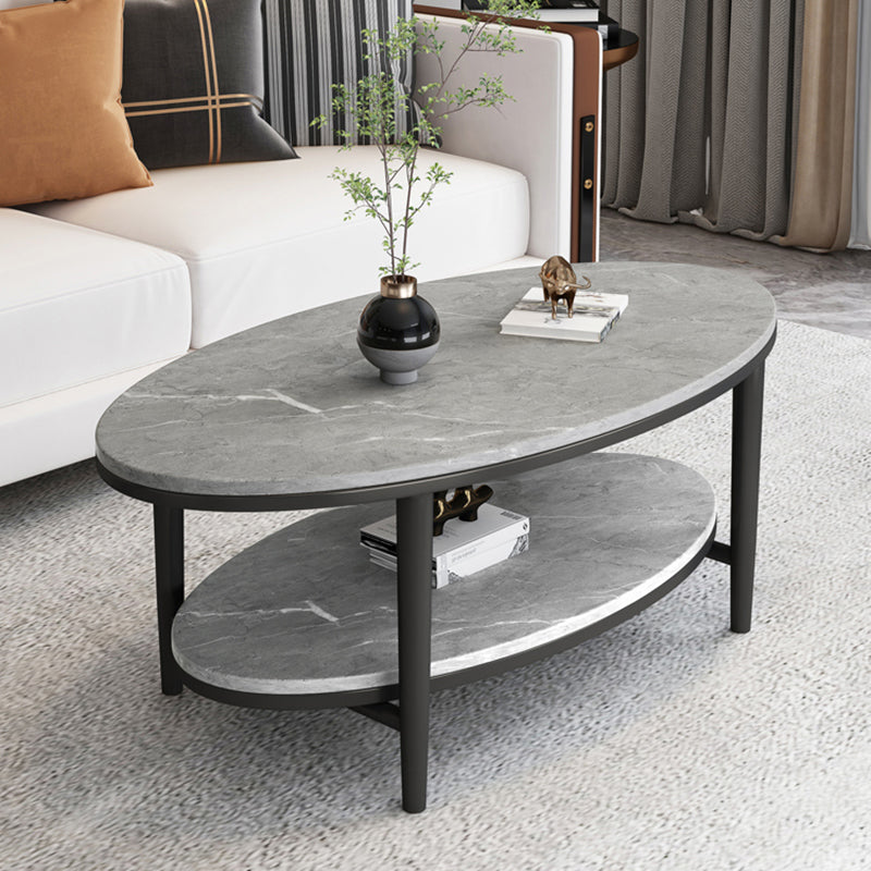 Table basse et cocktail en ardoise Glam, ovale, pour le salon