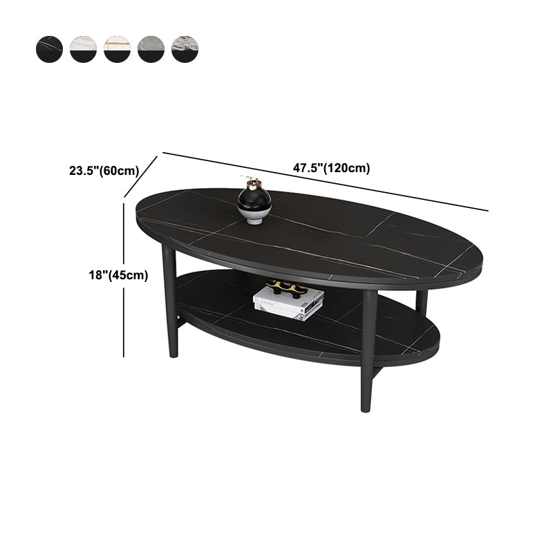 Table basse et cocktail en ardoise Glam, ovale, pour le salon