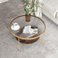 17.72" Tall Contemporary Style Coffee Cocktail Table Glass-Topped Coffee Table