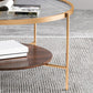 17.72" Tall Contemporary Style Coffee Cocktail Table Glass-Topped Coffee Table