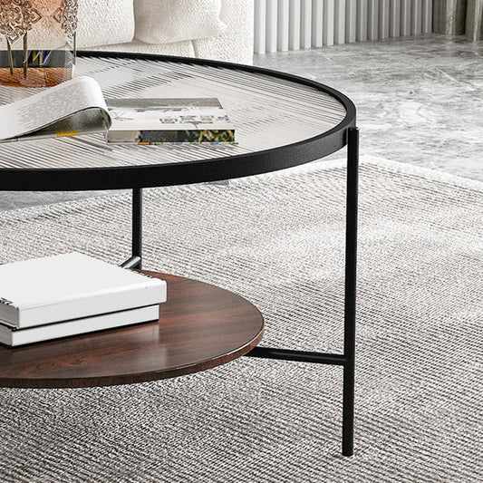 17.72" Tall Contemporary Style Coffee Cocktail Table Glass-Topped Coffee Table