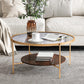 17.72" Tall Contemporary Style Coffee Cocktail Table Glass-Topped Coffee Table