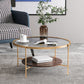 17.72" Tall Contemporary Style Coffee Cocktail Table Glass-Topped Coffee Table