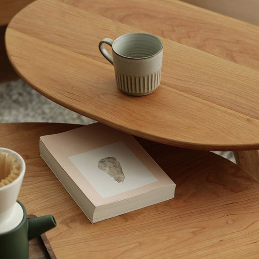 Scandinavian Style Coffee Cocktail Table Solid Wood Oval Coffee Table