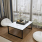 Glam Sled Coffee Table Set Slate Rectangular Coffee Table for Home White Clearhalo 'Coffee & Accent Tables' 'Coffee Tables' 'coffee_tables' 'furn' 'furn_coffee_tables' 'Furniture' 'Living Room Furniture' 5749369