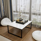 Glam Sled Coffee Table Set Slate Rectangular Coffee Table for Home White-Gold Clearhalo 'Coffee & Accent Tables' 'Coffee Tables' 'coffee_tables' 'furn' 'furn_coffee_tables' 'Furniture' 'Living Room Furniture' 5749370