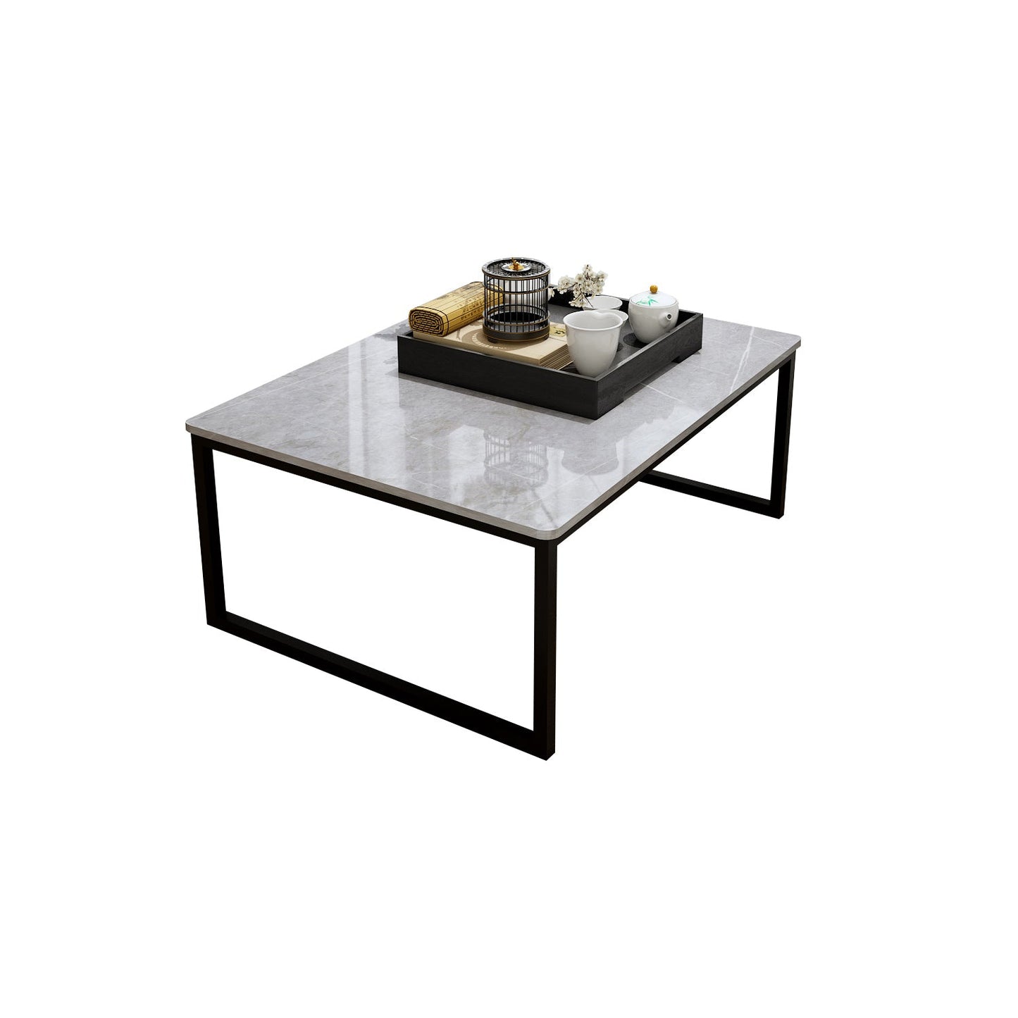 Glam Sled Coffee Table Set Slate Rectangular Coffee Table for Home Clearhalo 'Coffee & Accent Tables' 'Coffee Tables' 'coffee_tables' 'furn' 'furn_coffee_tables' 'Furniture' 'Living Room Furniture' 5749372
