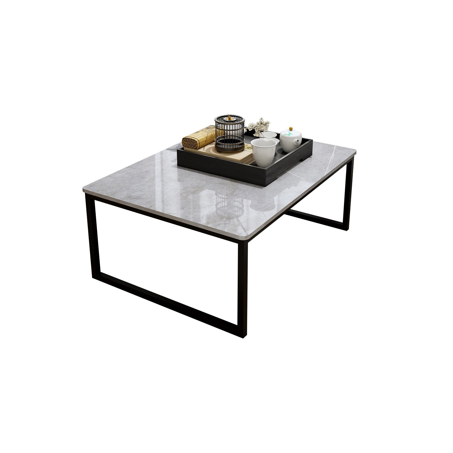 Glam Sled Coffee Table Set Slate Rectangular Coffee Table for Home Clearhalo 'Coffee & Accent Tables' 'Coffee Tables' 'coffee_tables' 'furn' 'furn_coffee_tables' 'Furniture' 'Living Room Furniture' 5749372