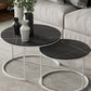 Round Nesting Coffee Table Modern Minimalist Slate Coffee Table White Black Clearhalo 'Coffee & Accent Tables' 'Coffee Tables' 'coffee_tables' 'furn' 'furn_coffee_tables' 'Furniture' 'Living Room Furniture' 5749409