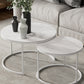 Round Nesting Coffee Table Modern Minimalist Slate Coffee Table White White Clearhalo 'Coffee & Accent Tables' 'Coffee Tables' 'coffee_tables' 'furn' 'furn_coffee_tables' 'Furniture' 'Living Room Furniture' 5749411