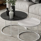Round Nesting Coffee Table Modern Minimalist Slate Coffee Table White Black White Clearhalo 'Coffee & Accent Tables' 'Coffee Tables' 'coffee_tables' 'furn' 'furn_coffee_tables' 'Furniture' 'Living Room Furniture' 5749413