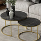 Round Nesting Coffee Table Modern Minimalist Slate Coffee Table Gold Black Clearhalo 'Coffee & Accent Tables' 'Coffee Tables' 'coffee_tables' 'furn' 'furn_coffee_tables' 'Furniture' 'Living Room Furniture' 5749416