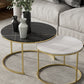 Round Nesting Coffee Table Modern Minimalist Slate Coffee Table Gold Black White Clearhalo 'Coffee & Accent Tables' 'Coffee Tables' 'coffee_tables' 'furn' 'furn_coffee_tables' 'Furniture' 'Living Room Furniture' 5749418