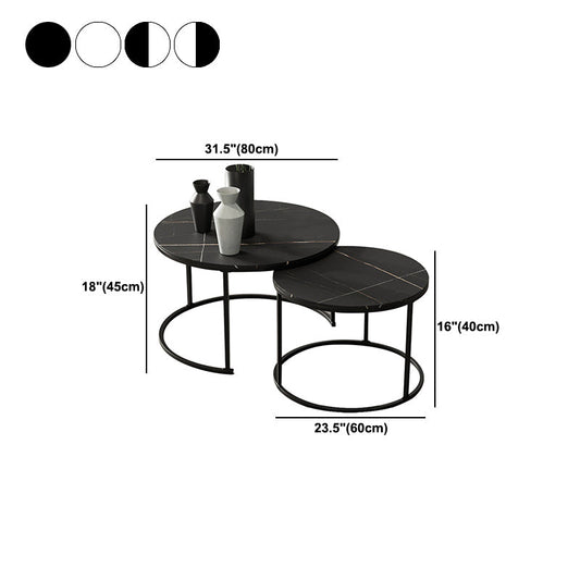 Round Nesting Coffee Table Modern Minimalist Slate Coffee Table Clearhalo 'Coffee & Accent Tables' 'Coffee Tables' 'coffee_tables' 'furn' 'furn_coffee_tables' 'Furniture' 'Living Room Furniture' 5749424