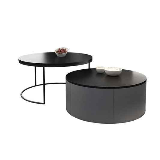 Nordic Style Round Frame/drum Base Solid Wood Table with Drawer Coffee Table Clearhalo 'Coffee & Accent Tables' 'Coffee Tables' 'coffee_tables' 'furn' 'furn_coffee_tables' 'Furniture' 'Living Room Furniture' 5749451