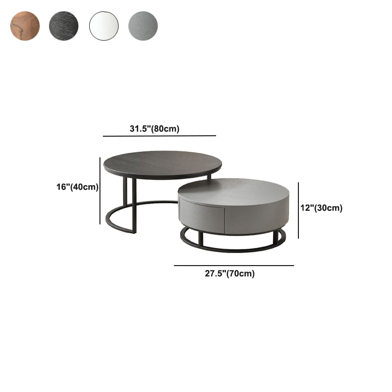 Nordic Style Round Frame/drum Base Solid Wood Table with Drawer Coffee Table Clearhalo 'Coffee & Accent Tables' 'Coffee Tables' 'coffee_tables' 'furn' 'furn_coffee_tables' 'Furniture' 'Living Room Furniture' 5749458