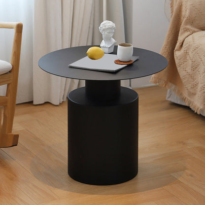 Tavolino moderno in metallo a base di piedistallo rotondo in metallo.