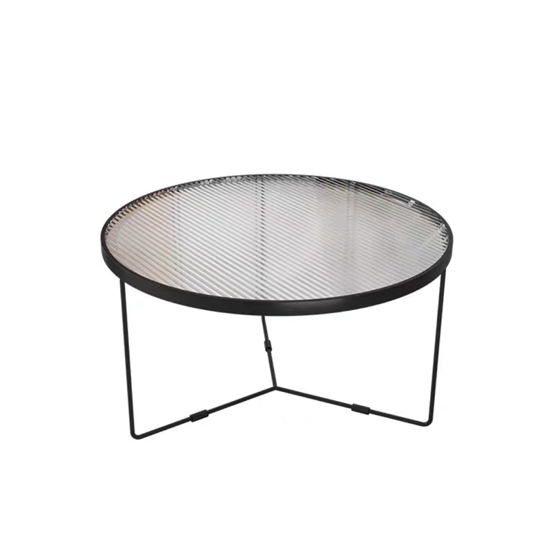 Tavolino in acciaio in vetro top rotondo tavolino minimalista per soggiorno