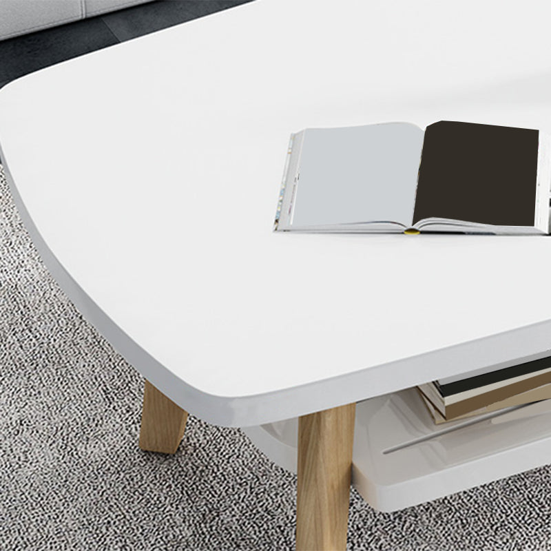 Nordic Style Rectangular 4 Legs Base Solid Wood Table with Storage Rack Coffee Table Clearhalo 'Coffee & Accent Tables' 'Coffee Tables' 'coffee_tables' 'furn' 'furn_coffee_tables' 'Furniture' 'Living Room Furniture' 5749519