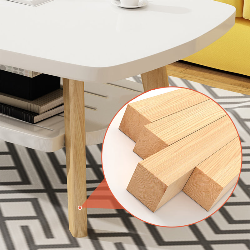 Nordic Style Rectangular 4 Legs Base Solid Wood Table with Storage Rack Coffee Table Clearhalo 'Coffee & Accent Tables' 'Coffee Tables' 'coffee_tables' 'furn' 'furn_coffee_tables' 'Furniture' 'Living Room Furniture' 5749521