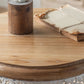 French Country Wood Round Tray Coffee Table Iron Drum Cocktail Table