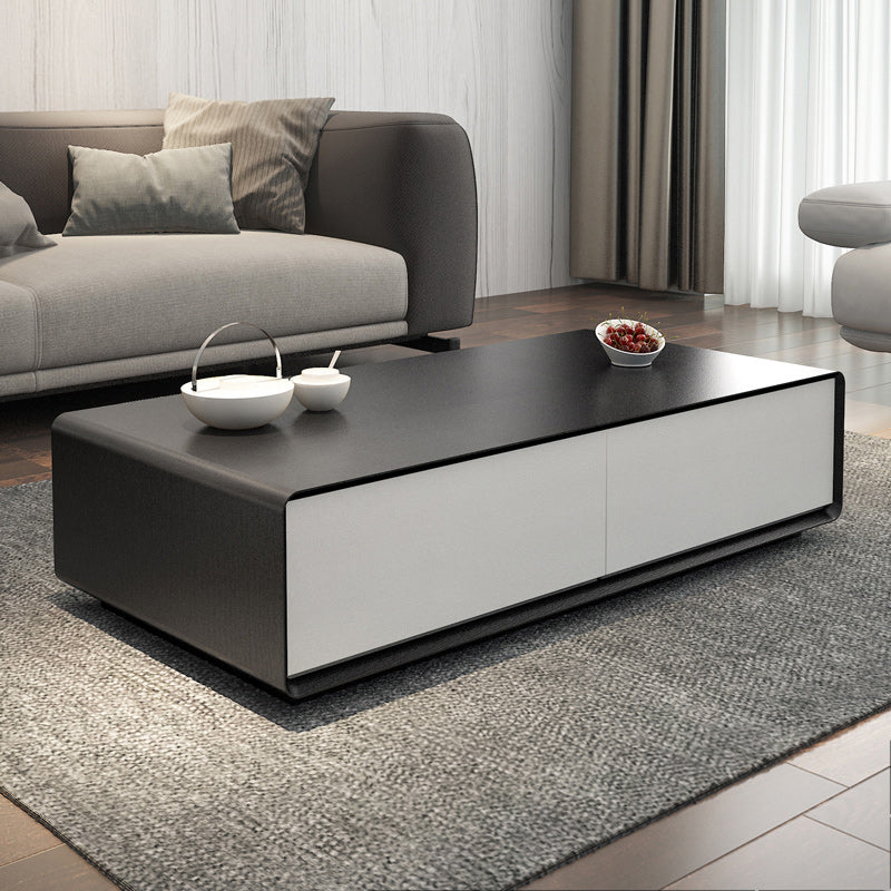 Moderne stijl rechthoekige houten tafel abstracte basis salontafel