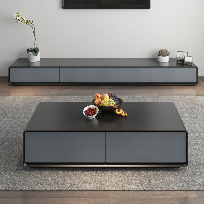 Moderne stijl rechthoekige houten tafel abstracte basis salontafel