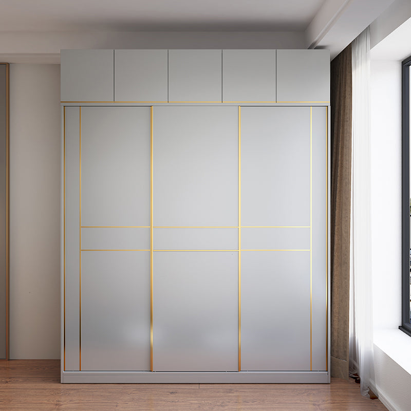 Grijze kleur garderobe armoire houten zachte close deur garderobe kast met 2-ladel